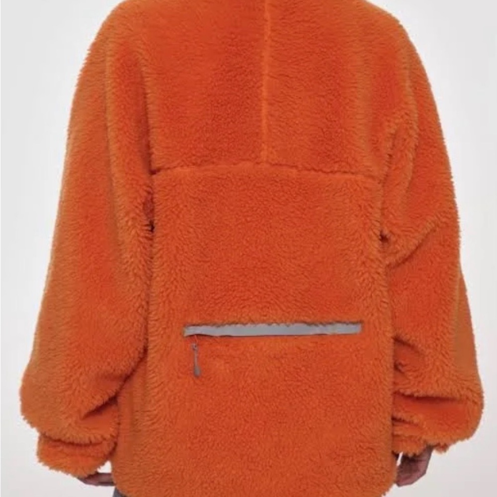 sandy Liang Orange Fleece Jacket with Gray Accents, excellent condition, Worn 1x - Picture 3 of 10